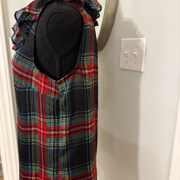 J.Crew Sleeveless Ruffle-Collar top in Black Stewart Tartan Small NWT - Picture 5 of 7